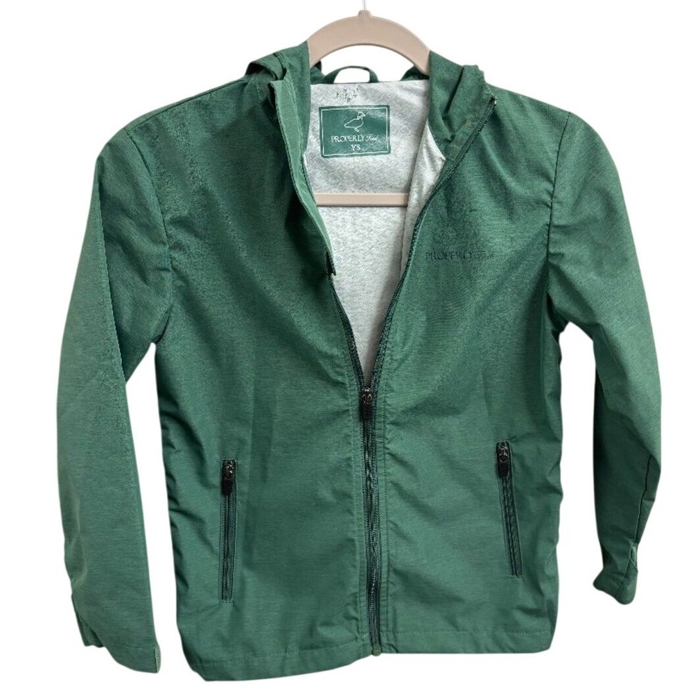 Properly Tied Kids Boys Girls Canopy Rain Jacket Size Small Green